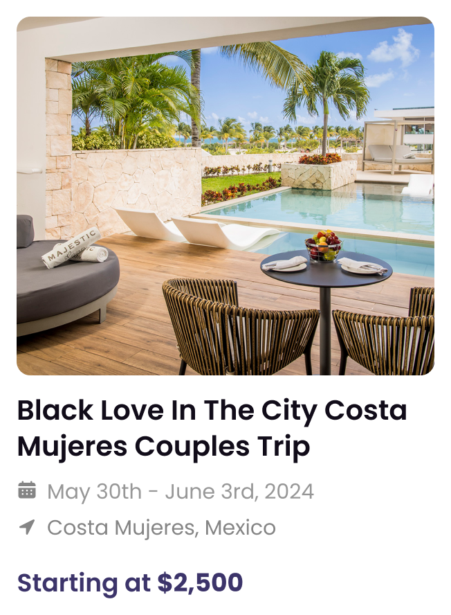 Black Love in the City group trip booking card