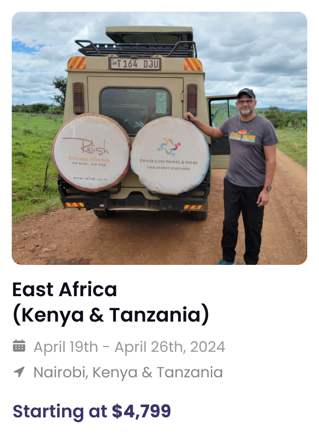 East Africa Kenya Tanzania group trip booking card