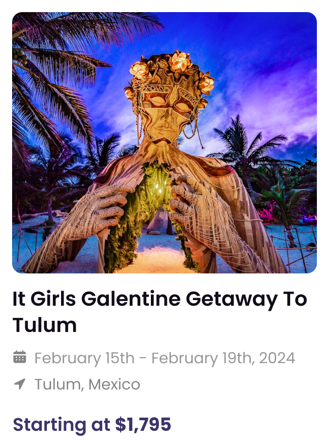 It Girls Galentine Getaway booking card