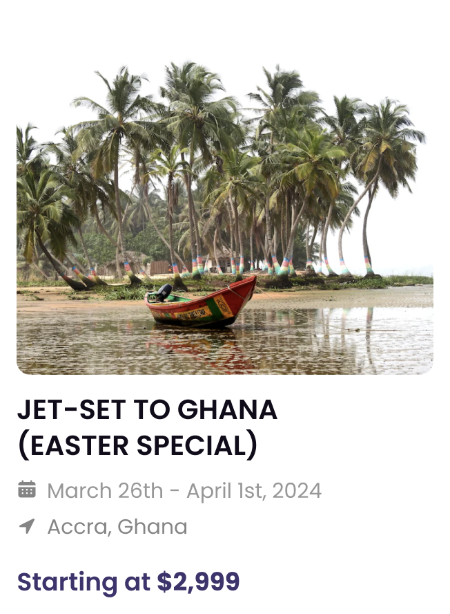 Jetset Ghana group trip booking card