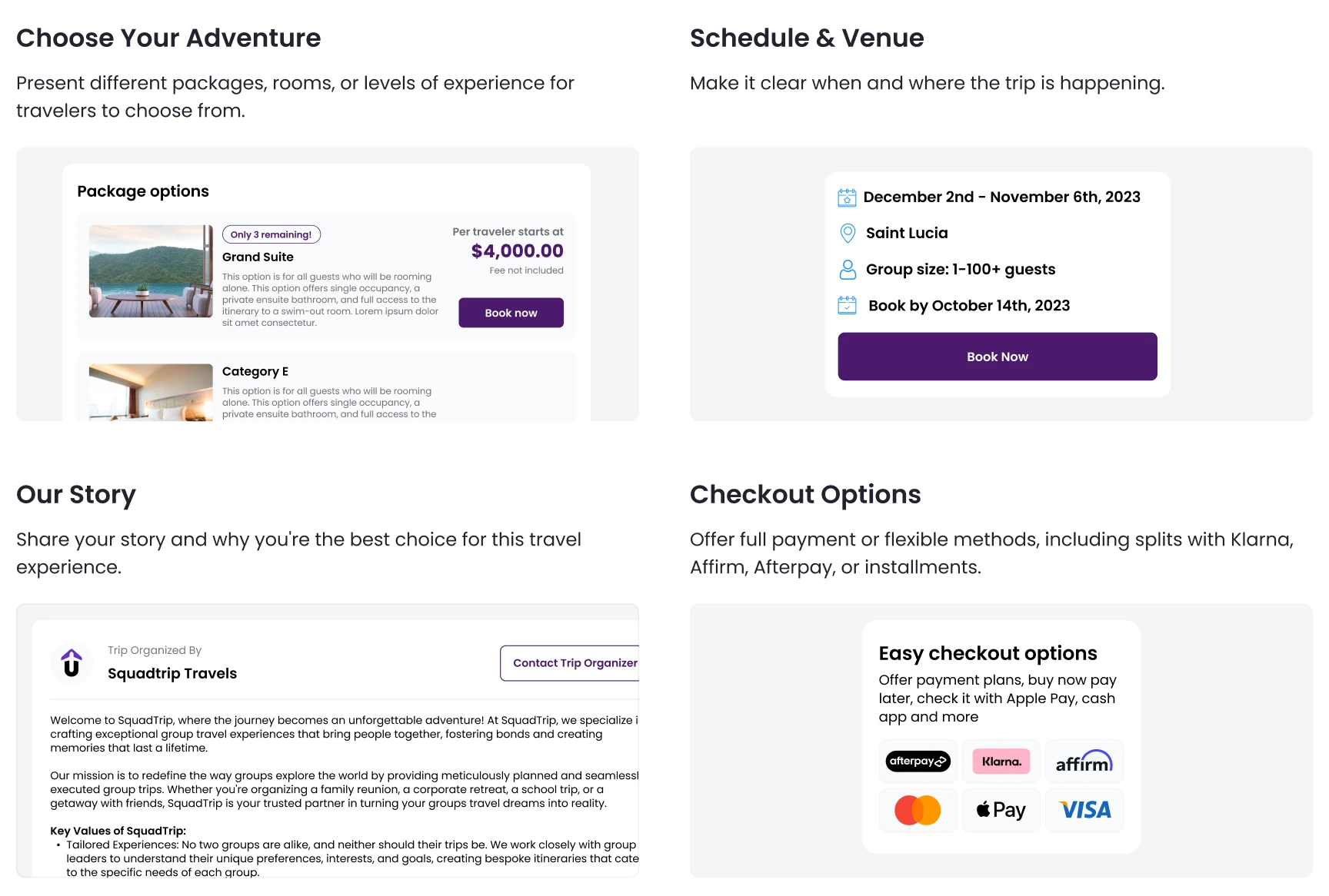 SquadTrip|Create Stunning Trip Landing Pages in 5 minutes with SquadTrip